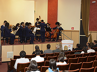 A Orquestra Infantojuvenil do TJMG se apresentou na solenidade de abertura da exposição