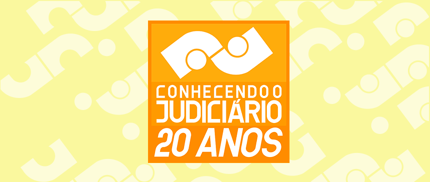 Logotipo de 20 anos do Conhecendo o Judiciário.