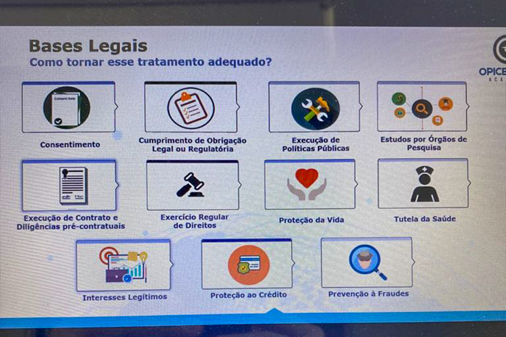 Tela mostra valores e condições para o tratamento adequado dos dados pessoais