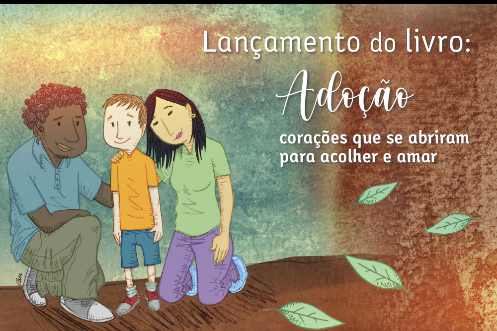 Arte de capa de livro, com pai, mãe e criança