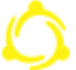 Ícone circular de formas em amarelo formando um ciclo