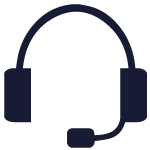 Ícone de headset com microfone em azul marinho