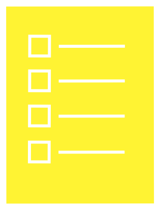 Ícone de lista com caixas de seleção em branco sobre fundo amarelo