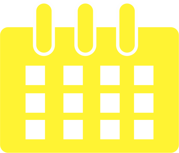 Ícone de calendário em amarelo com quadrados brancos representando os dias