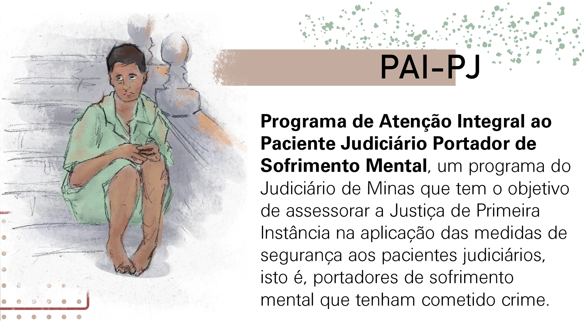 PAI-PJ: Programa de Atenção Integral ao Paciente Judiciário Portador de Sofrimento Mental, um programa do Judiciário de Minas que tem o objetivo de assessorar a Justiça de Primeira Instância na aplicação das medidas de segurança aos pacientes judiciários, isto é, portadores de sofrimento mental que tenham cometido crime