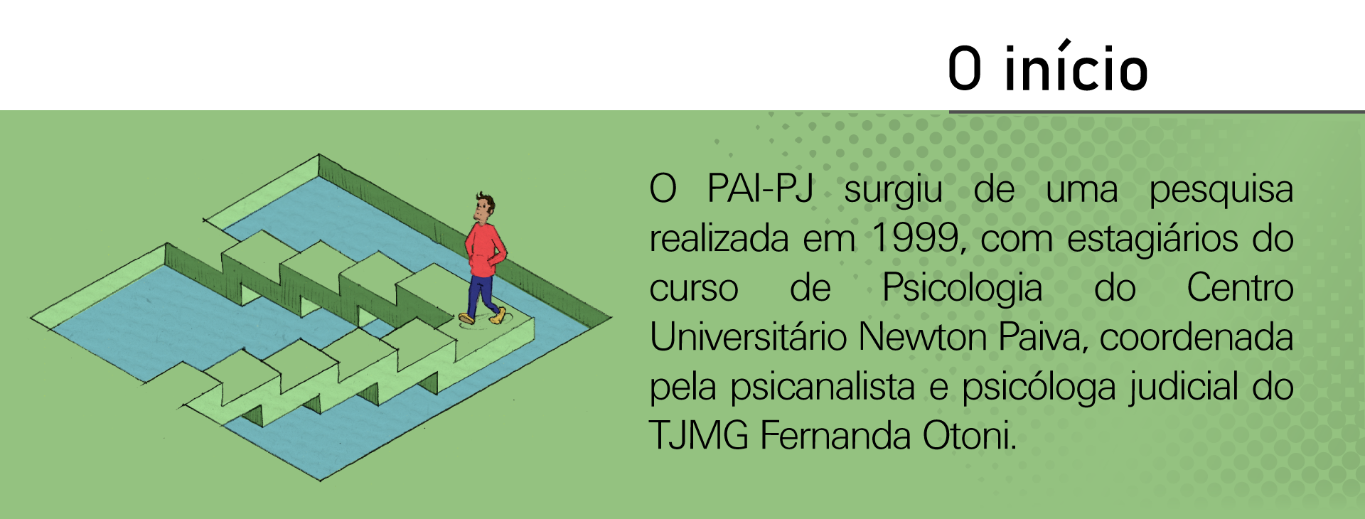 O PAI-PJ surgiu de uma pesquisa realizada em 1999, com estagiários do curso de Psicologia do Centro Universitário Newton Paiva, coordenada pela psicanalista e psicóloga judicial do TJMG Fernanda Otoni.