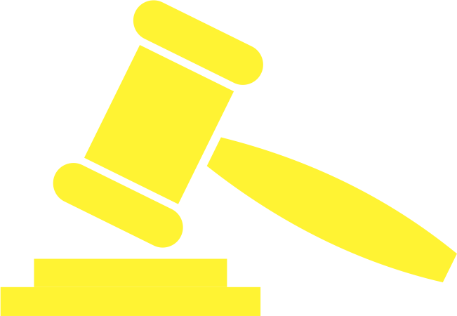 Ícone de martelo de juiz em amarelo