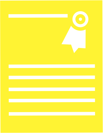 Ícone de uma certidão com linhas horizontais em amarelo